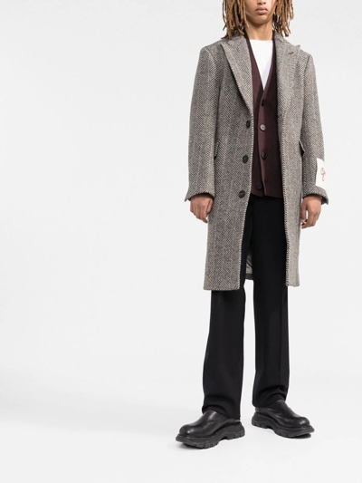 Golden Goose Logo-patch Single-breasted Coat In Grey