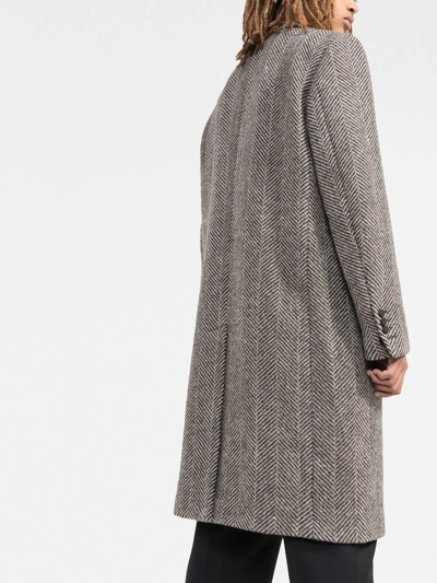 Golden Goose Logo-patch Single-breasted Coat In Grey
