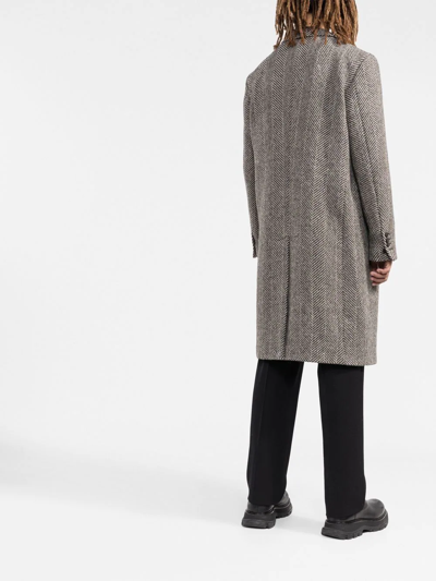Golden Goose Logo-patch Single-breasted Coat In Grey
