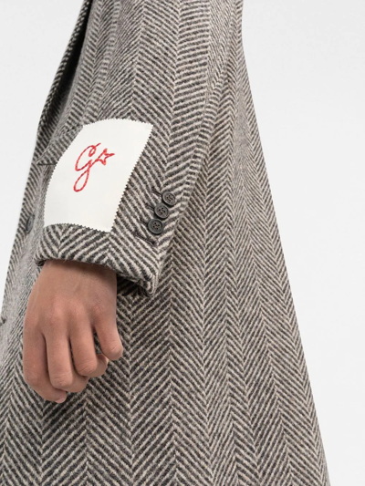 Golden Goose Logo-patch Single-breasted Coat In Grey
