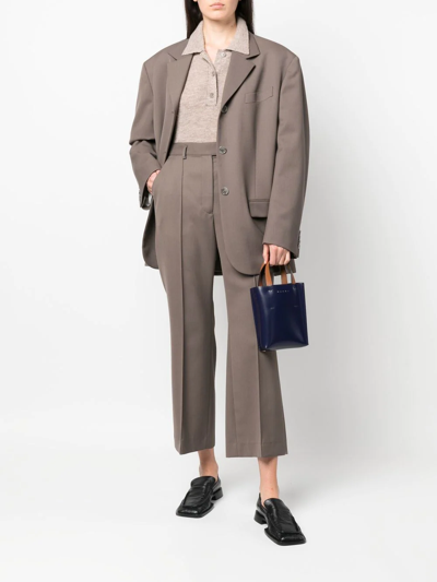 Marni Museo Nano Leather Tote Bag In Blue