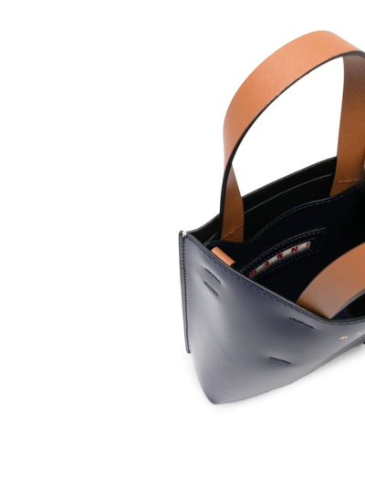 Marni Museo Nano Leather Tote Bag In Blue