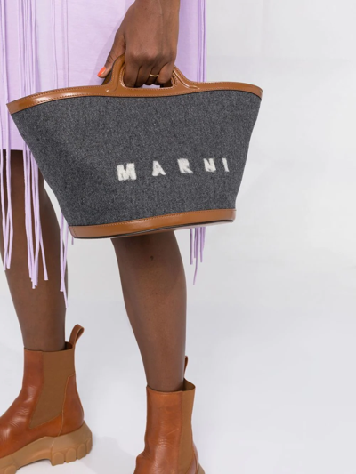 Marni Logo-print Tote Bag In Blue