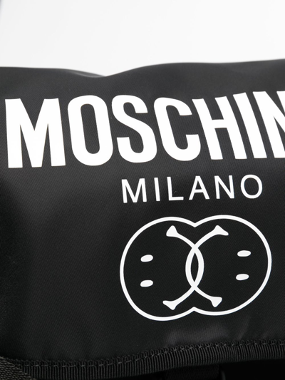 Shop Moschino Logo-print Shoulder Bag In Black