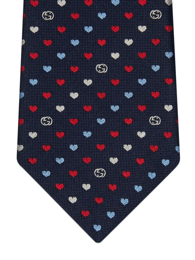 Shop Gucci Interlocking G Jacquard Tie In Blue