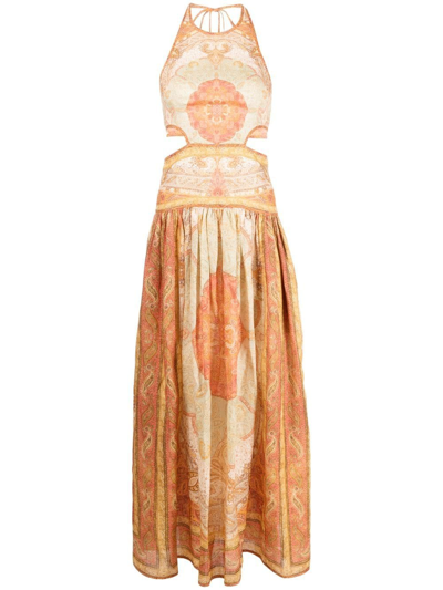 Shop Zimmermann Anneke Cut-out Maxi Dress In Orange