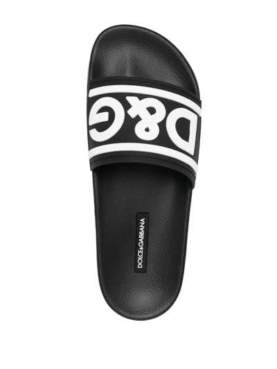 Shop Dolce & Gabbana Logo-print Rubber Slides In Black