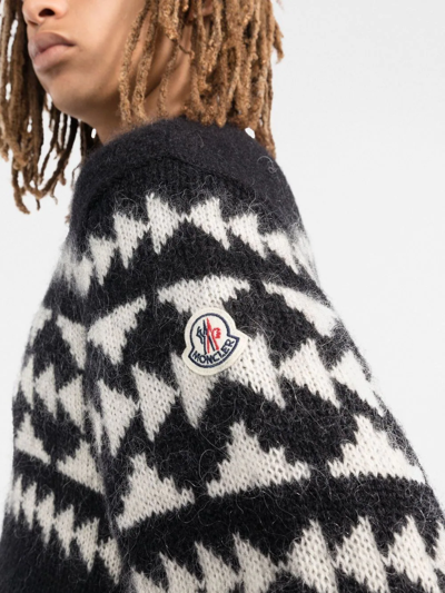 Shop Moncler Logo-patch Intarsia-knit Jumper In Black