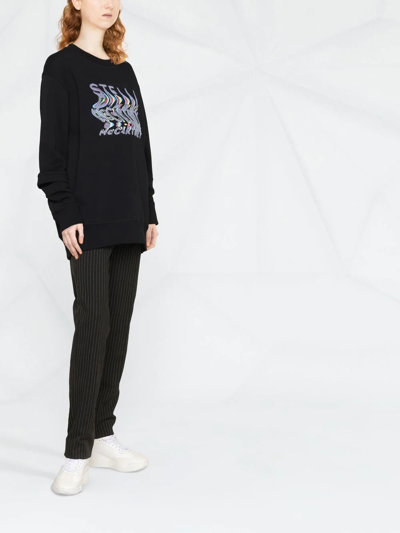 Shop Stella Mccartney Warped-logo Oversized Sweatshirt In Black