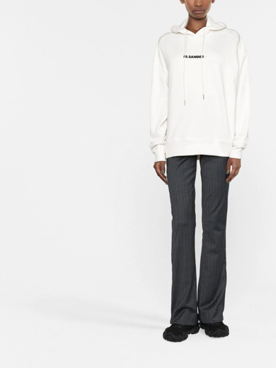 Shop Jil Sander Logo-print Drawstring Hoodie In White