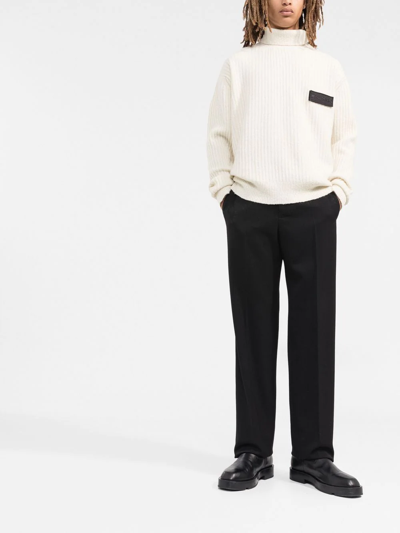 Balmain Button-embossed Knitted Jumper In Neutrals