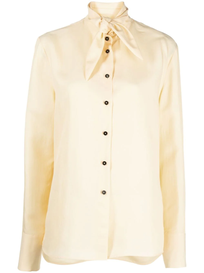 Shop Jil Sander Pussy-bow Collar Blouse In Yellow