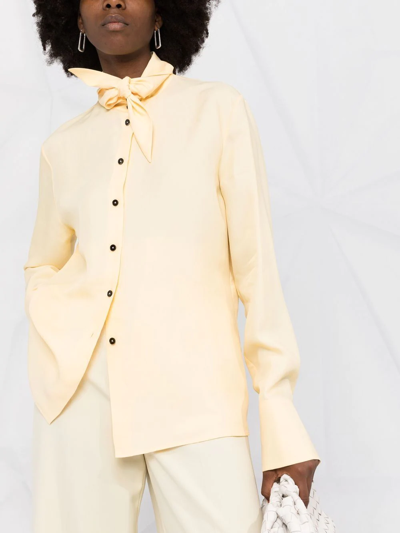 Shop Jil Sander Pussy-bow Collar Blouse In Yellow