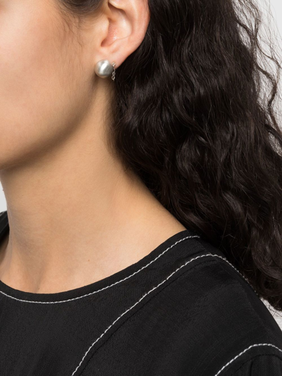 Shop Jil Sander Pearl-stud Earrings In Silver