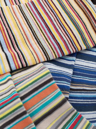 Paul Smith Three-pack Multicolor Signature Stripe Socks In Blue