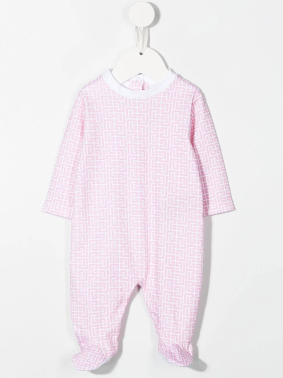 Shop Balmain Logo-print Baby-grow Set In Pink