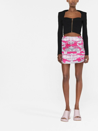 Shop Versace Baroque-print Mini Skirt In Pink