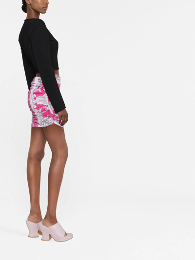 Shop Versace Baroque-print Mini Skirt In Pink