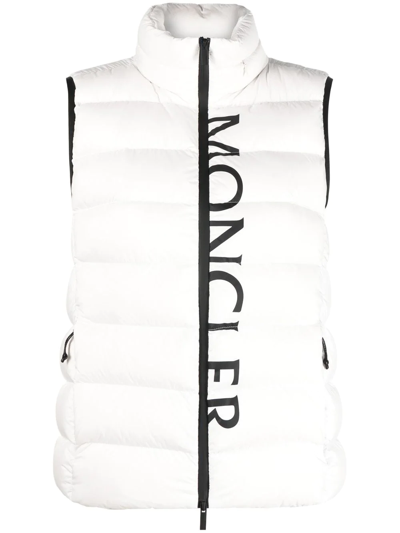 Moncler Cenis Logo Print Down Vest In White