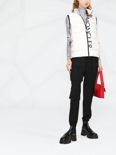 Moncler Cenis Logo Print Down Vest In White