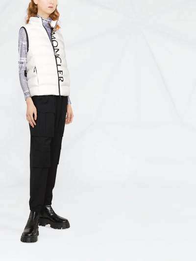 Moncler Cenis Logo Print Down Vest In White