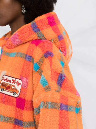 Dsquared2 Camping Crew Check Teddy Hooded Jacket In Orange