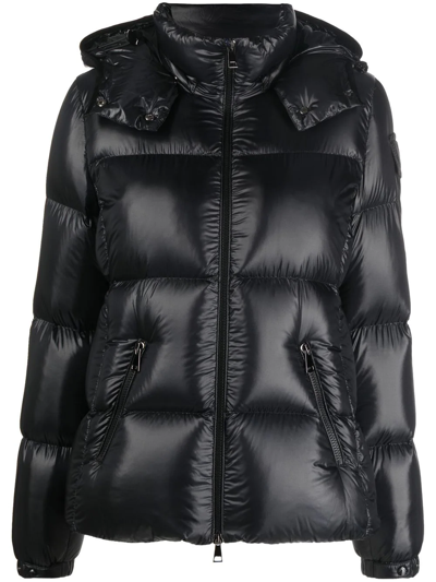Shop Moncler Logo-patch Padded Down Jacket In Black