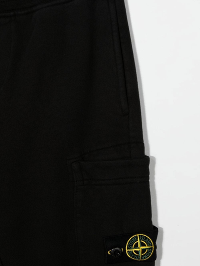 Stone Island Fleece Track Pants In Black