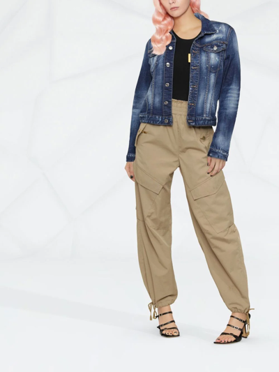 Dsquared2 Icon Paint-splatter Denim Jacket In Blue