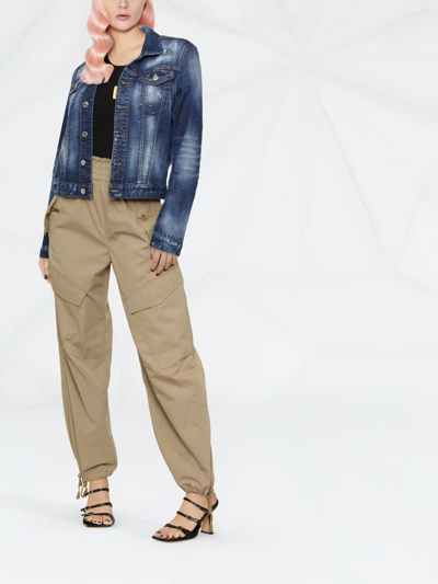 Dsquared2 Icon Paint-splatter Denim Jacket In Blue