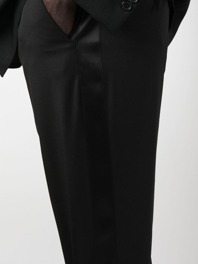 Shop Balmain Straight-leg Wool Trousers In Black