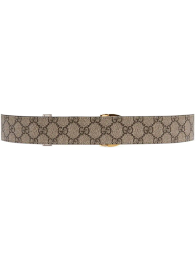 Shop Gucci Interlocking G Oval-buckle Belt In Neutrals