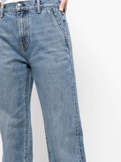 Shop Alexander Wang Logo-patch Straight-leg Jeans In Blue