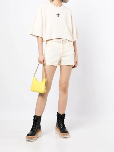 Stella Mccartney Logo-waistband Mini Shorts In Neutrals