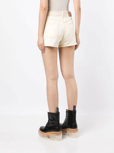 Stella Mccartney Logo-waistband Mini Shorts In Neutrals