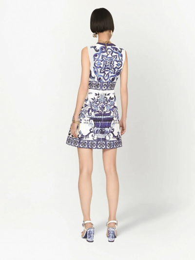 Dolce & Gabbana Printed Cotton Blend Dress  Printed  Donna 38 In Blue