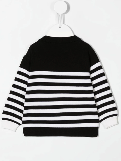 Shop Balmain Intarsia-knit Striped Jumper In Black