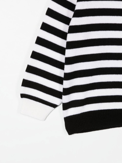 Shop Balmain Intarsia-knit Striped Jumper In Black