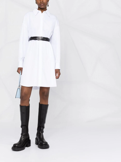 Shop Alexander Mcqueen Pleated Poplin Shirtdress In White