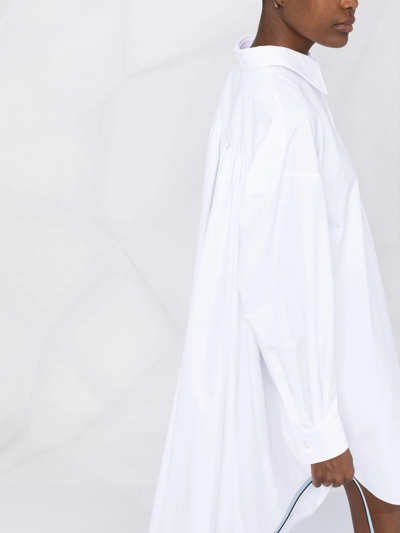 Shop Alexander Mcqueen Pleated Poplin Shirtdress In White