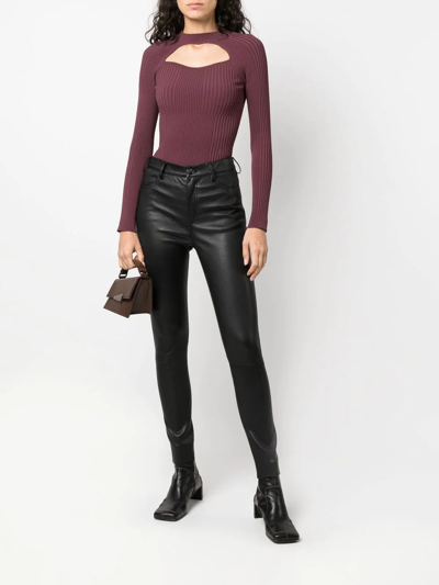 Shop Drome High-waisted Leather Trousers In Black