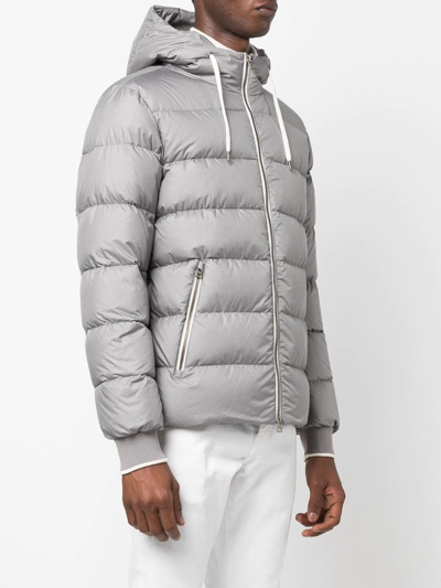 Shop Herno Padded Hooded Down Jacket In Grey