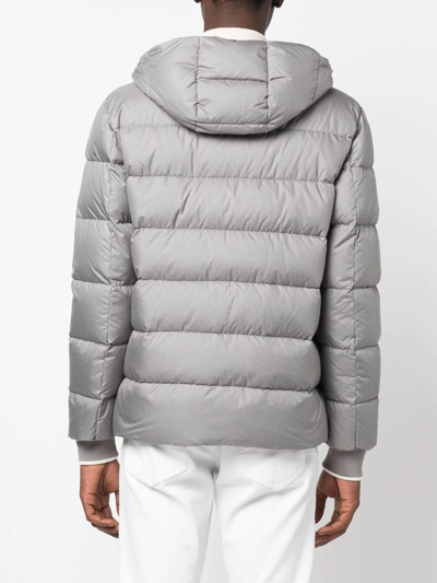 Shop Herno Padded Hooded Down Jacket In Grey