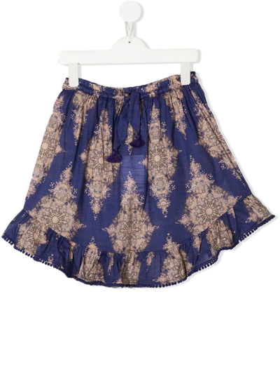 Shop Zimmermann Anneke Patterned Flounce Skirt In Blue
