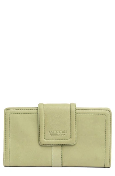 Shop American Leather Co. Lucas Slim Leather Wallet In Pottery Green