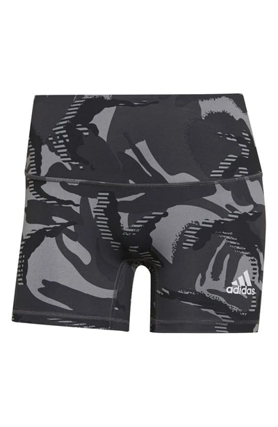 Shop Adidas Originals Camo Print 4" Volleyball Shorts In Grey/ Black/ White