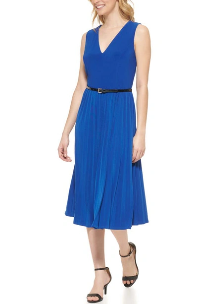 Shop Tommy Hilfiger Pleated Midi Dress In Marina Blue