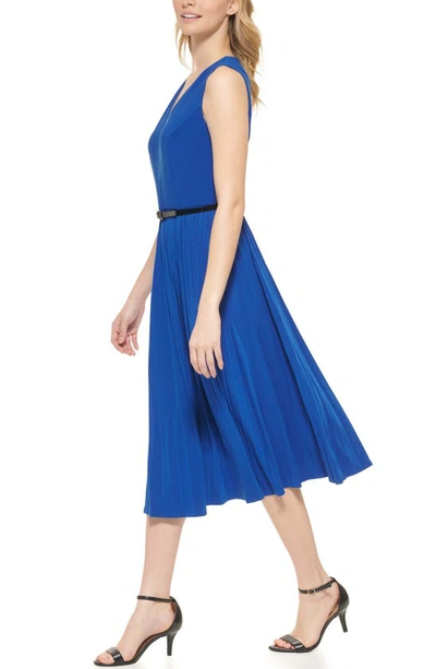 Shop Tommy Hilfiger Pleated Midi Dress In Marina Blue