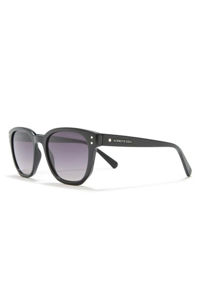 Kenneth Cole 52mm Square Sunglasses In Shiny Black / Gradient Smoke