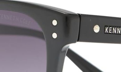 Kenneth Cole 52mm Square Sunglasses In Shiny Black / Gradient Smoke